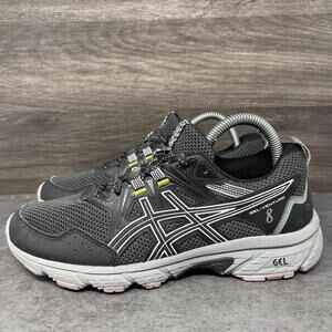 Asics Gel Venture 8 Running Shoes Womens Size 7 Black Pink Sneakers